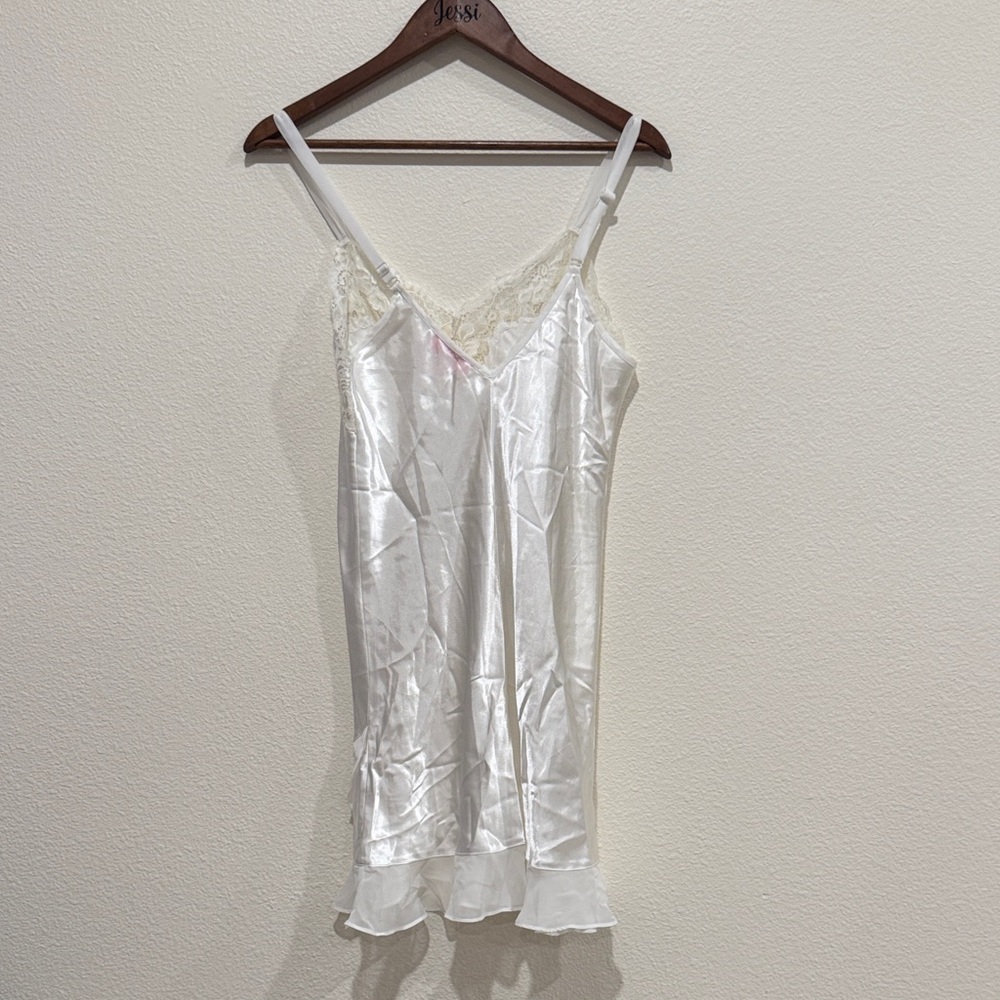 Oscar de la Renta White Lace Trim Chemise - Picture 7 of 9